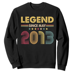 May 13th Birthday Sweatshirt Legends Since May 2013 Retro Bday TS11 Black Print Your Wear