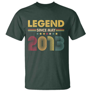 May 13th Birthday T Shirt Legends Since May 2013 Retro Bday TS11 Dark Forest Green Print Your Wear