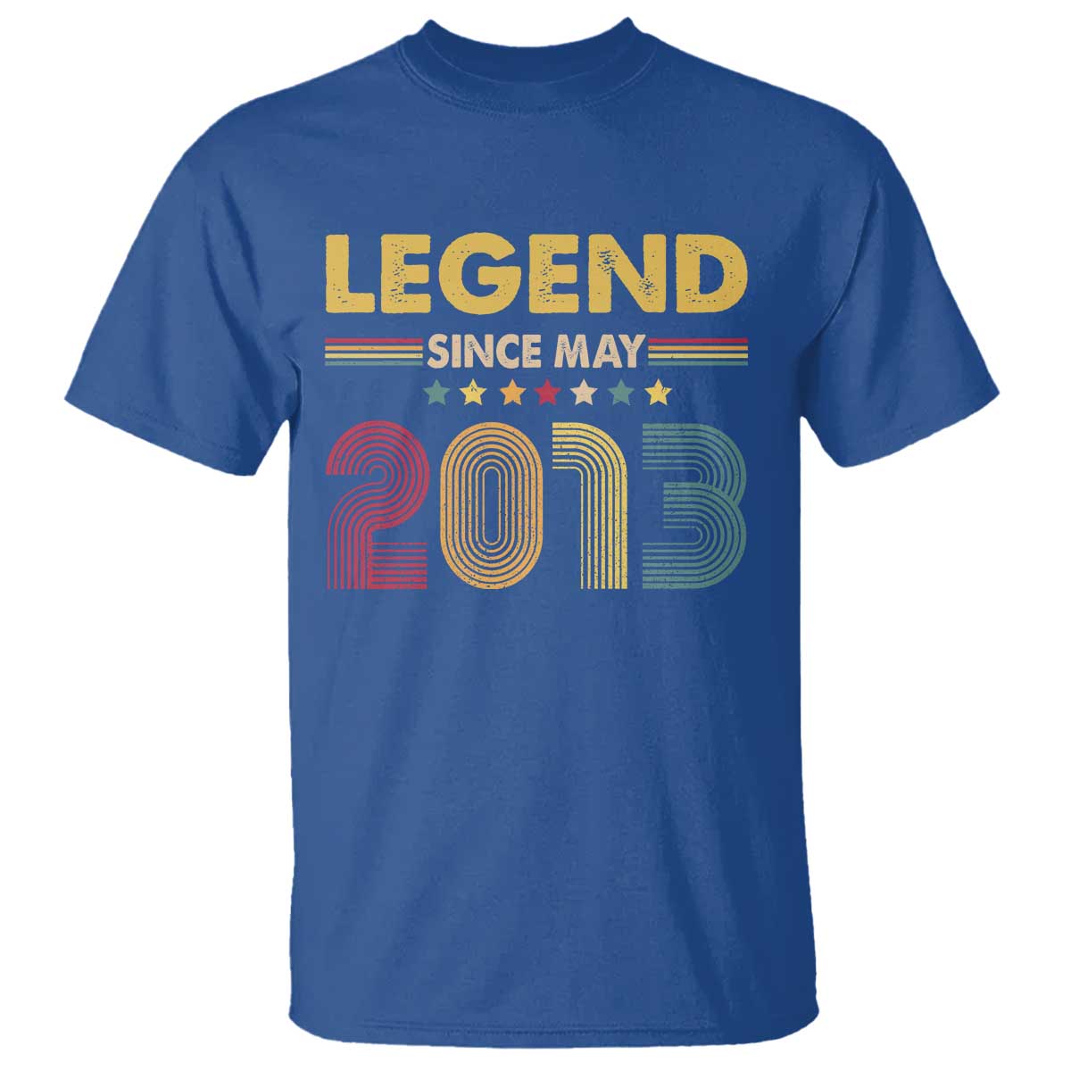 May 13th Birthday T Shirt Legends Since May 2013 Retro Bday TS11 Royal Blue Print Your Wear
