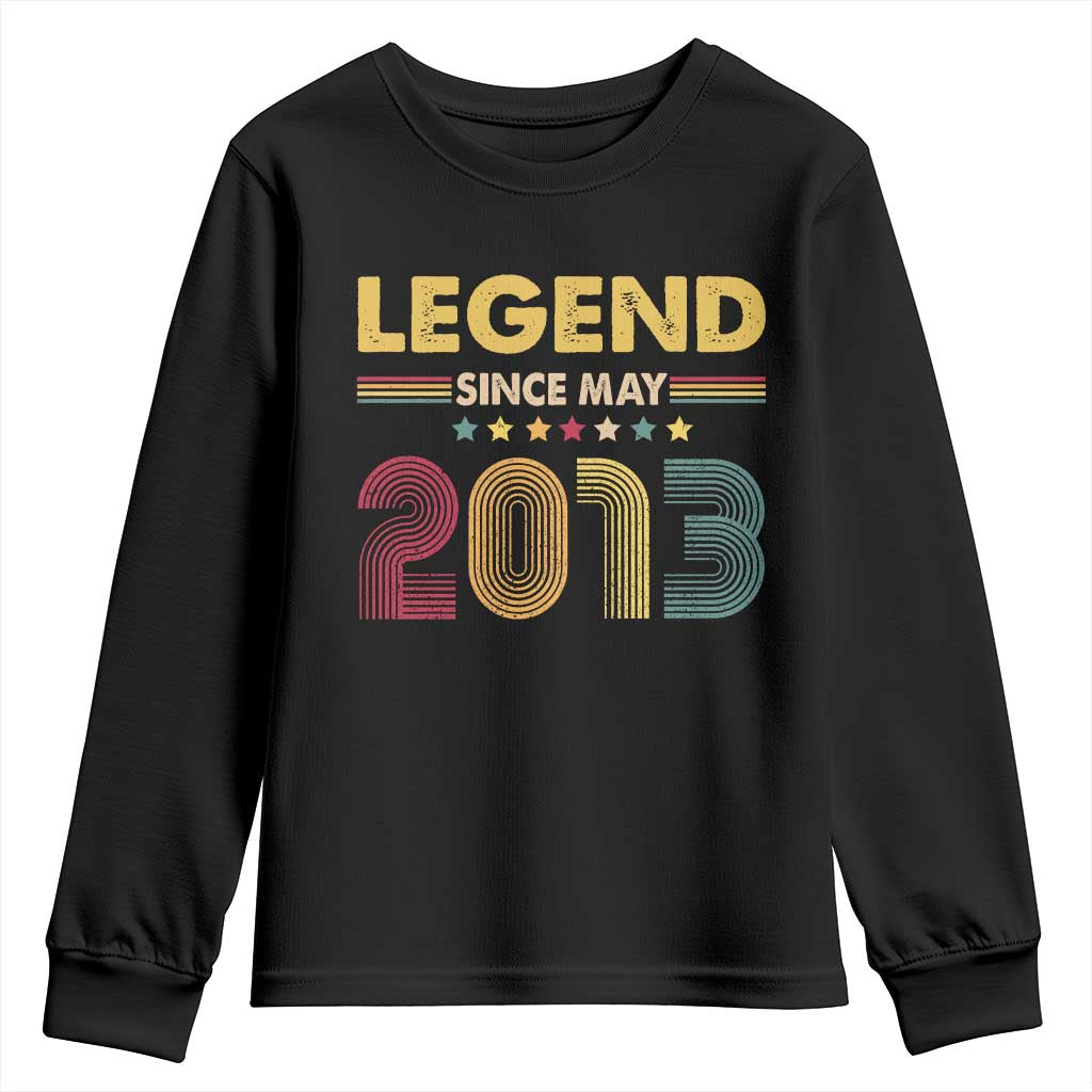 May 13th Birthday Youth Sweatshirt Legends Since May 2013 Retro Bday TS11 Black Print Your Wear