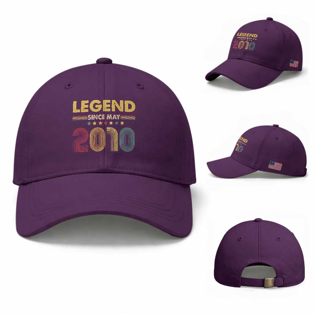 May 16th Birthday Baseball Cap Legends Since May 2010 Retro Bday TS11 Baseball Cap Universal Fit Purple Print Your Wear