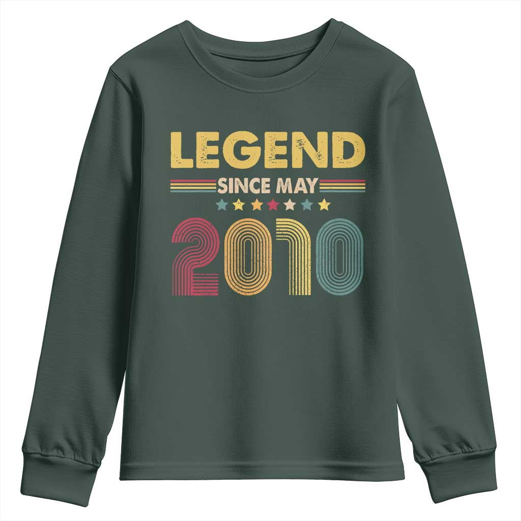 May 16th Birthday Youth Sweatshirt Legends Since May 2010 Retro Bday TS11 Dark Forest Green Print Your Wear