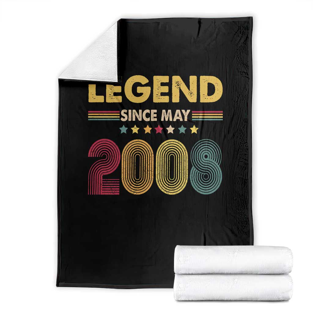May 18th Birthday Throw Blanket Legends Since May 2008 Retro Bday TS11 Black Print Your Wear