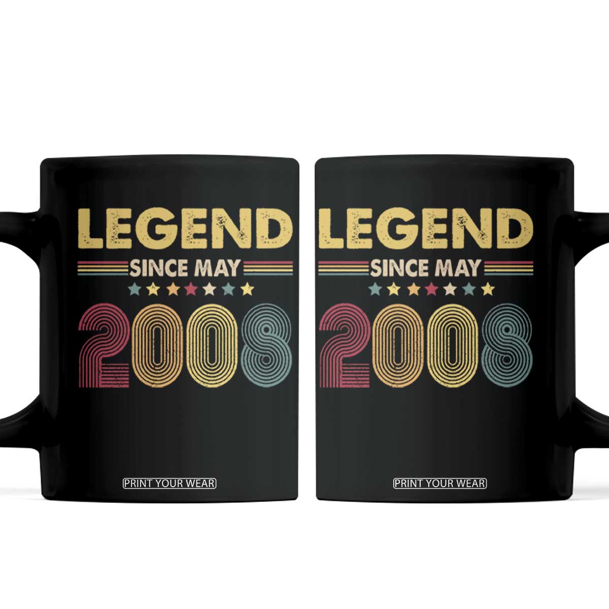 May 18th Birthday Coffee Mug Legends Since May 2008 Retro Bday TS11 Black Print Your Wear
