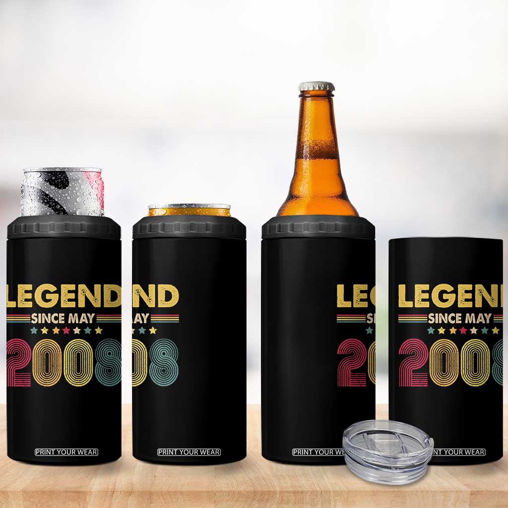 May 18th Birthday 4 in 1 Can Cooler Tumbler Legends Since May 2008 Retro Bday TS11 Print Your Wear