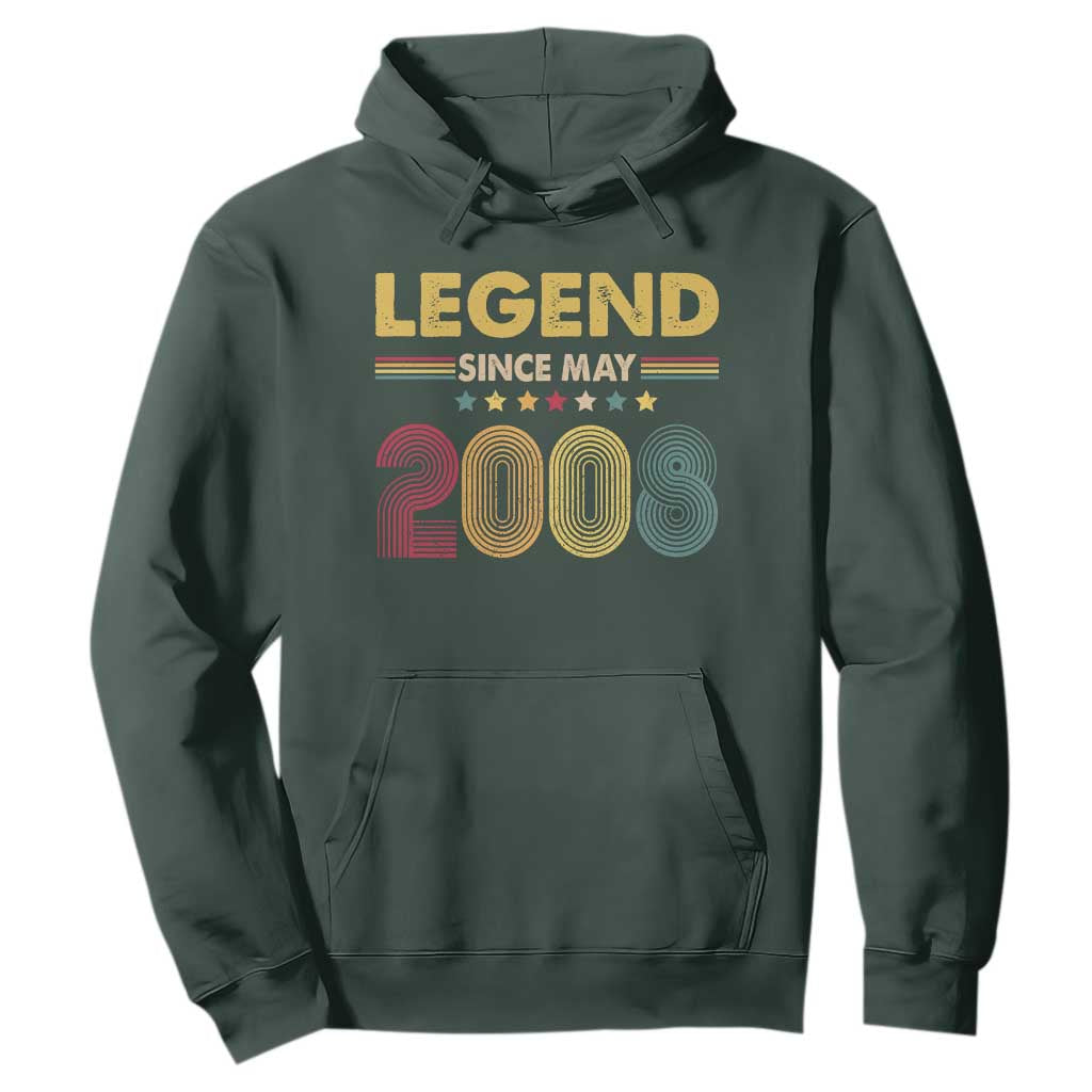May 18th Birthday Hoodie Legends Since May 2008 Retro Bday TS11 Dark Forest Green Print Your Wear