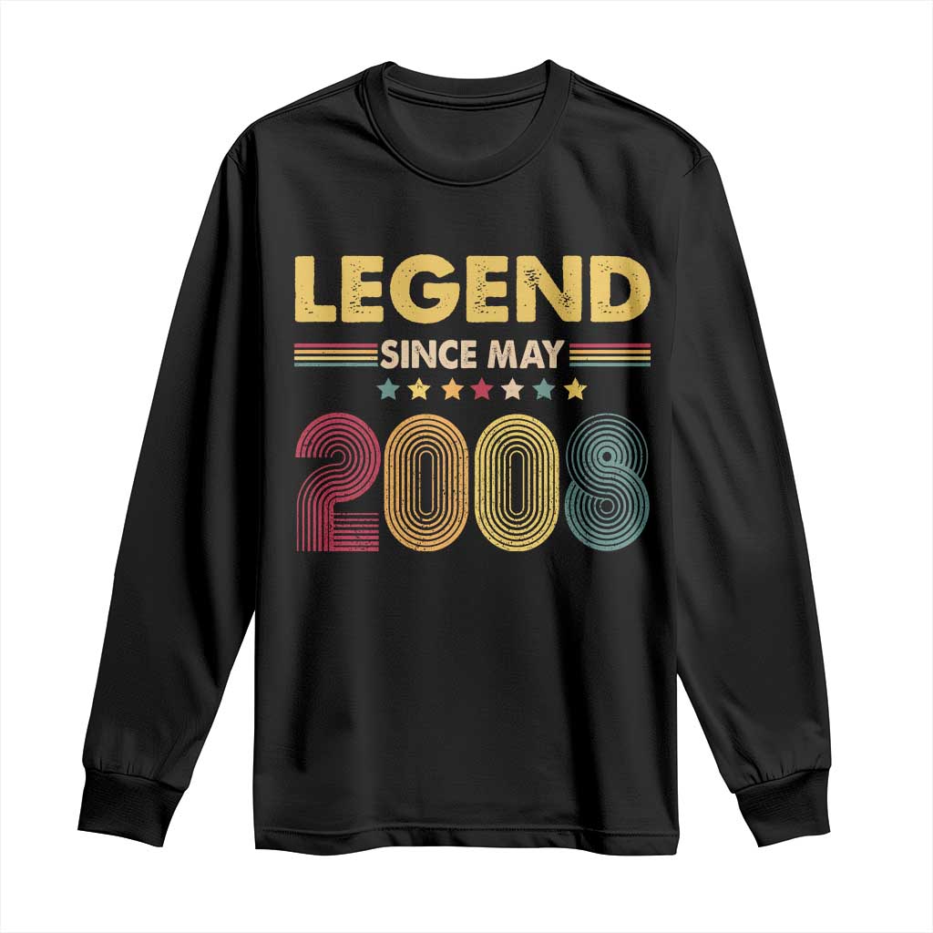 May 18th Birthday Long Sleeve Shirt Legends Since May 2008 Retro Bday TS11 Black Print Your Wear