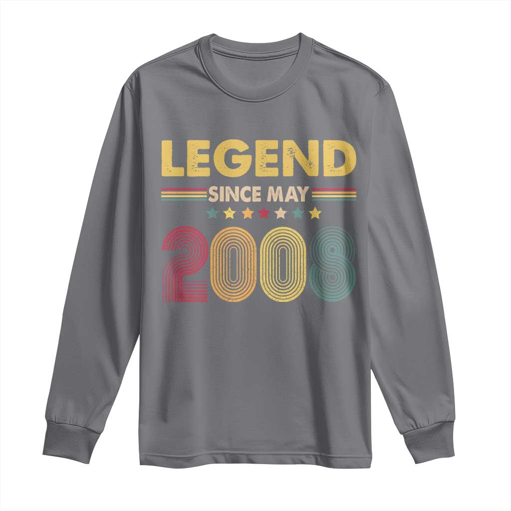 May 18th Birthday Long Sleeve Shirt Legends Since May 2008 Retro Bday TS11 Charcoal Print Your Wear