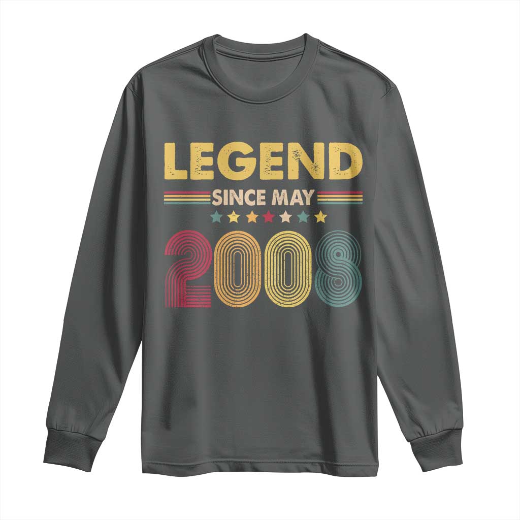 May 18th Birthday Long Sleeve Shirt Legends Since May 2008 Retro Bday TS11 Dark Heather Print Your Wear