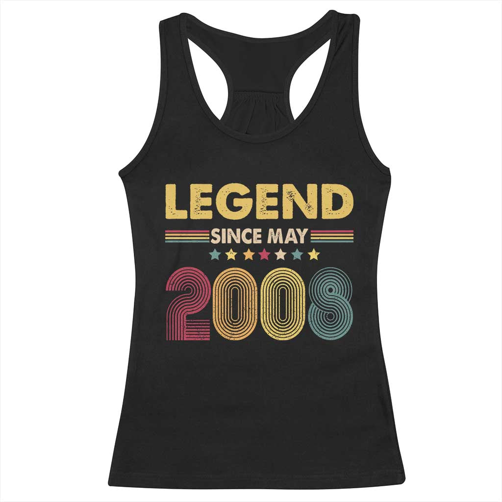 May 18th Birthday Racerback Tank Top Legends Since May 2008 Retro Bday TS11 Black Print Your Wear