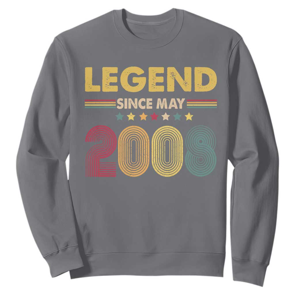 May 18th Birthday Sweatshirt Legends Since May 2008 Retro Bday TS11 Charcoal Print Your Wear