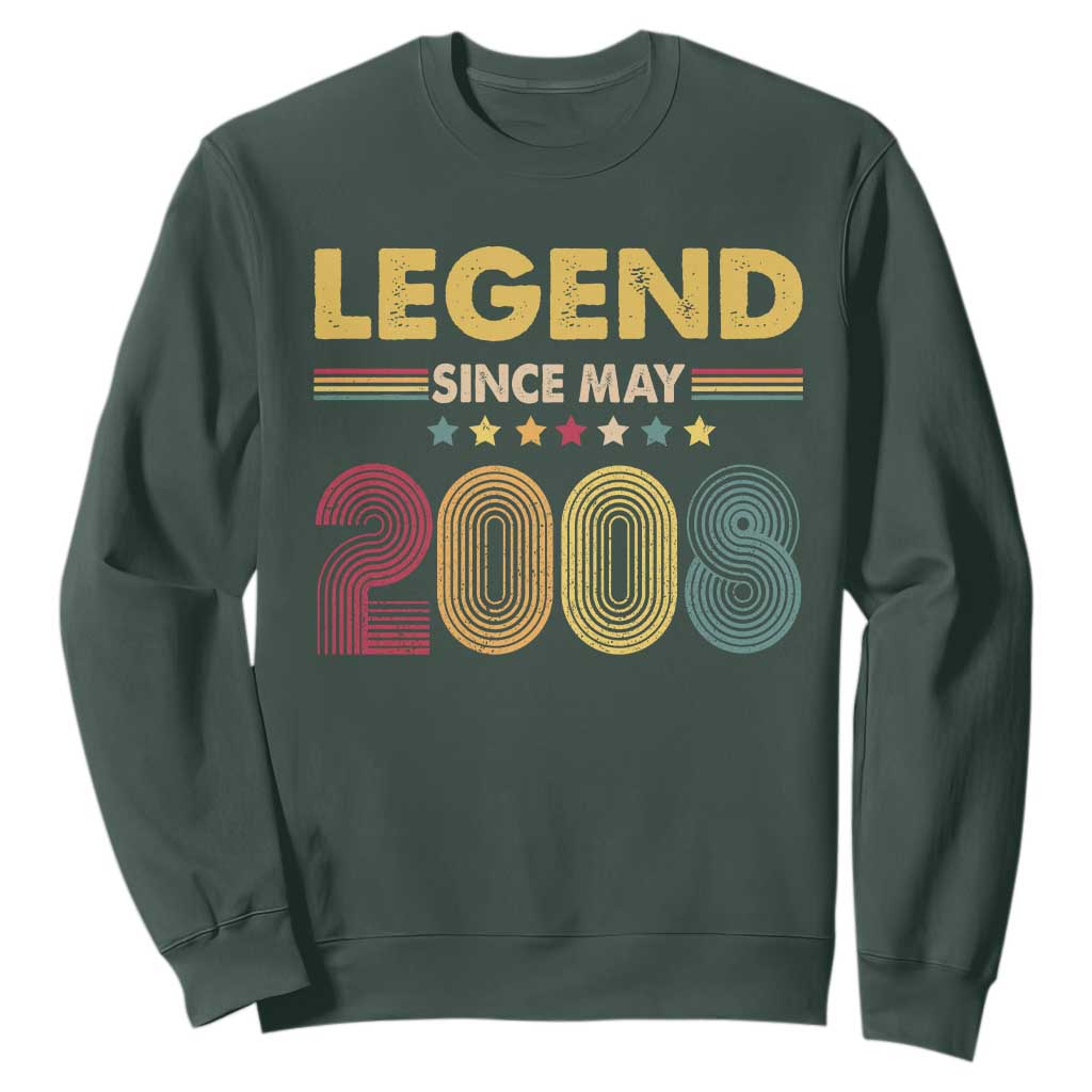 May 18th Birthday Sweatshirt Legends Since May 2008 Retro Bday TS11 Dark Forest Green Print Your Wear