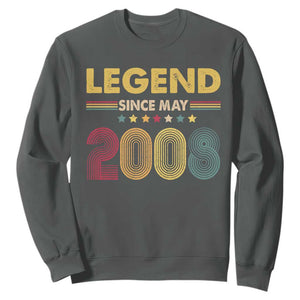 May 18th Birthday Sweatshirt Legends Since May 2008 Retro Bday TS11 Dark Heather Print Your Wear