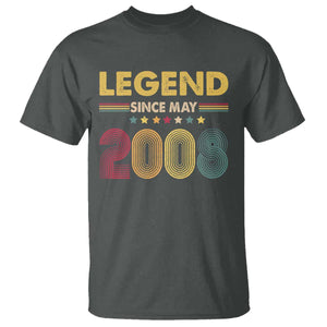 May 18th Birthday T Shirt Legends Since May 2008 Retro Bday TS11 Dark Heather Print Your Wear