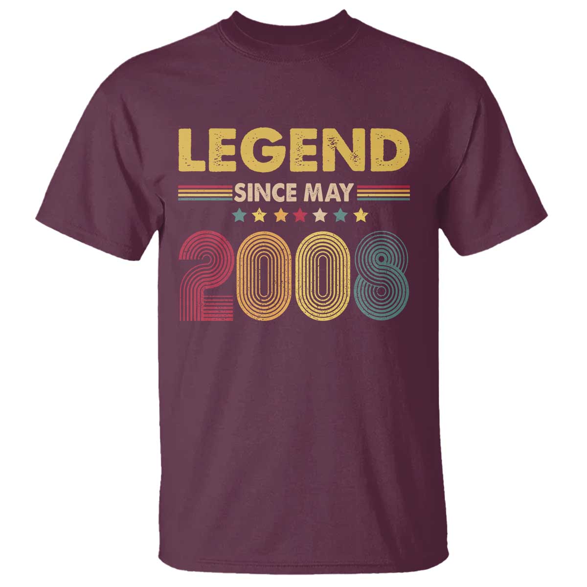 May 18th Birthday T Shirt Legends Since May 2008 Retro Bday TS11 Maroon Print Your Wear