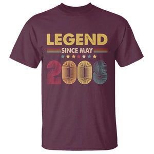 May 18th Birthday T Shirt Legends Since May 2008 Retro Bday TS11 Maroon Print Your Wear