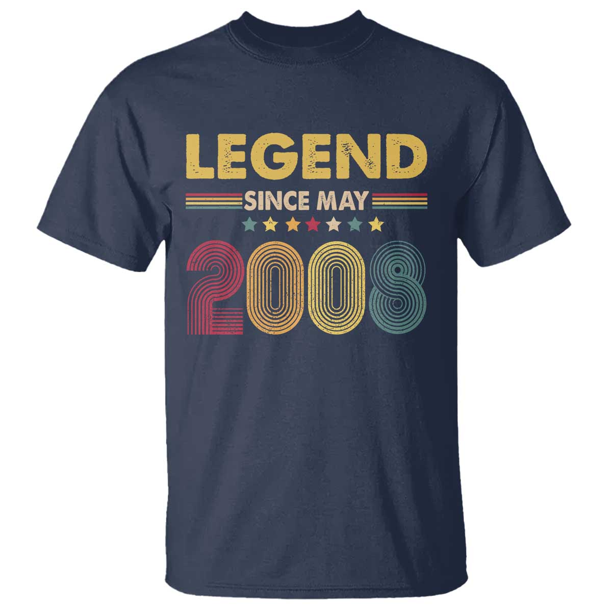 May 18th Birthday T Shirt Legends Since May 2008 Retro Bday TS11 Navy Print Your Wear