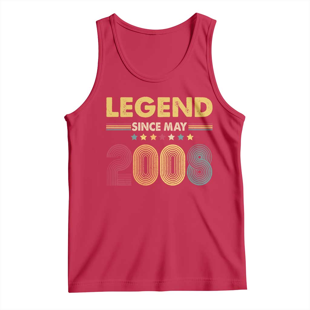 May 18th Birthday Tank Top Legends Since May 2008 Retro Bday TS11 Red Print Your Wear