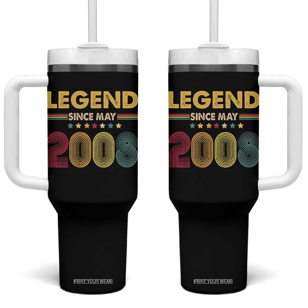May 18th Birthday Tumbler With Handle Legends Since May 2008 Retro Bday TS11 One Size: 40 oz Black Print Your Wear