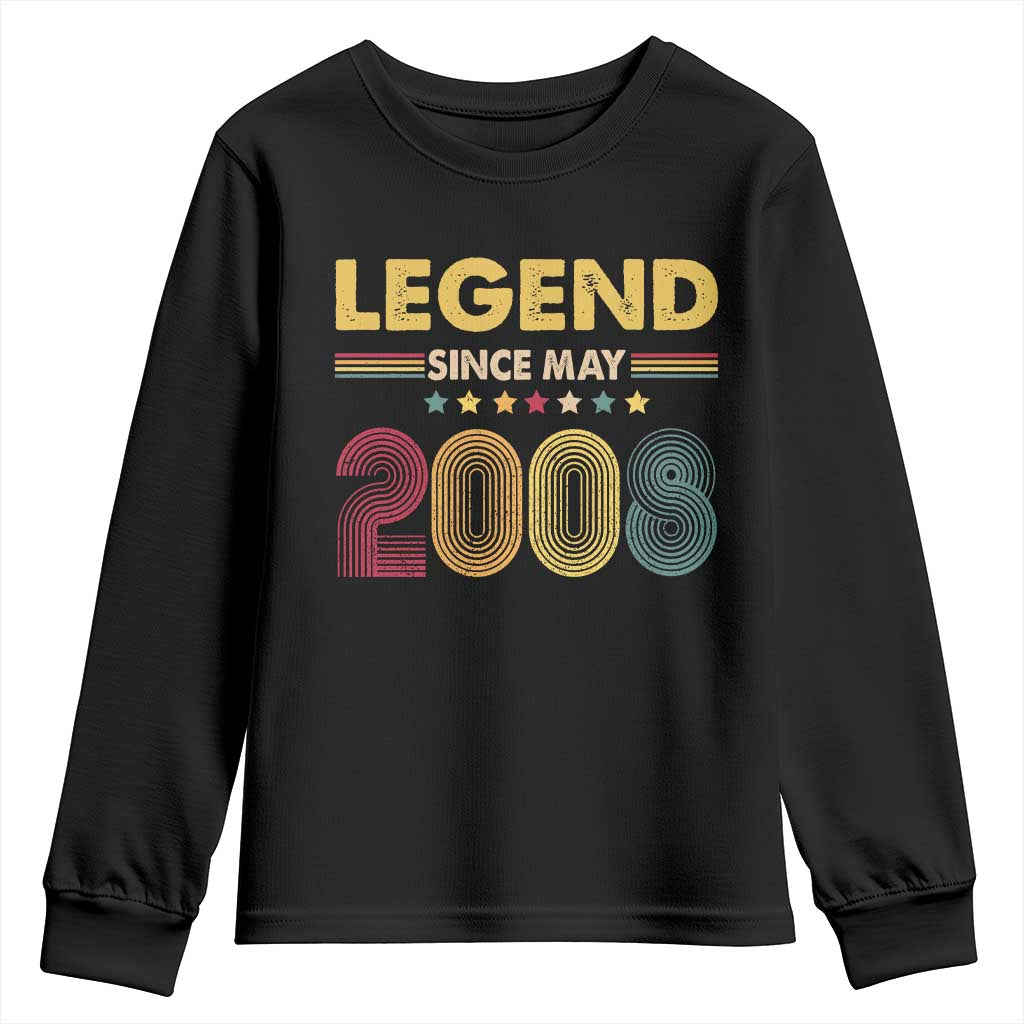 May 18th Birthday Youth Sweatshirt Legends Since May 2008 Retro Bday TS11 Black Print Your Wear