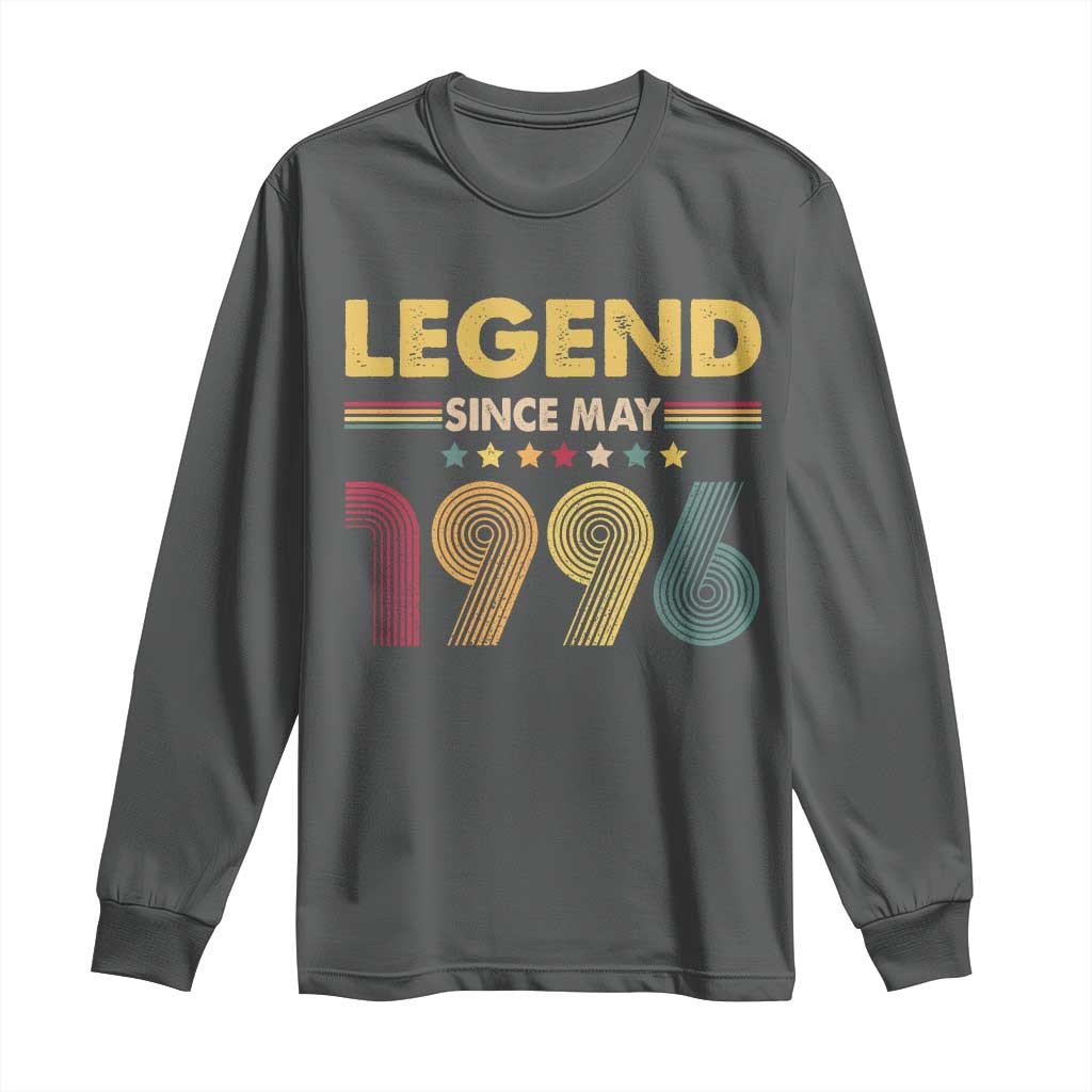May 30th Birthday Long Sleeve Shirt Legends Since May 1996 Retro Bday TS11 Dark Heather Print Your Wear