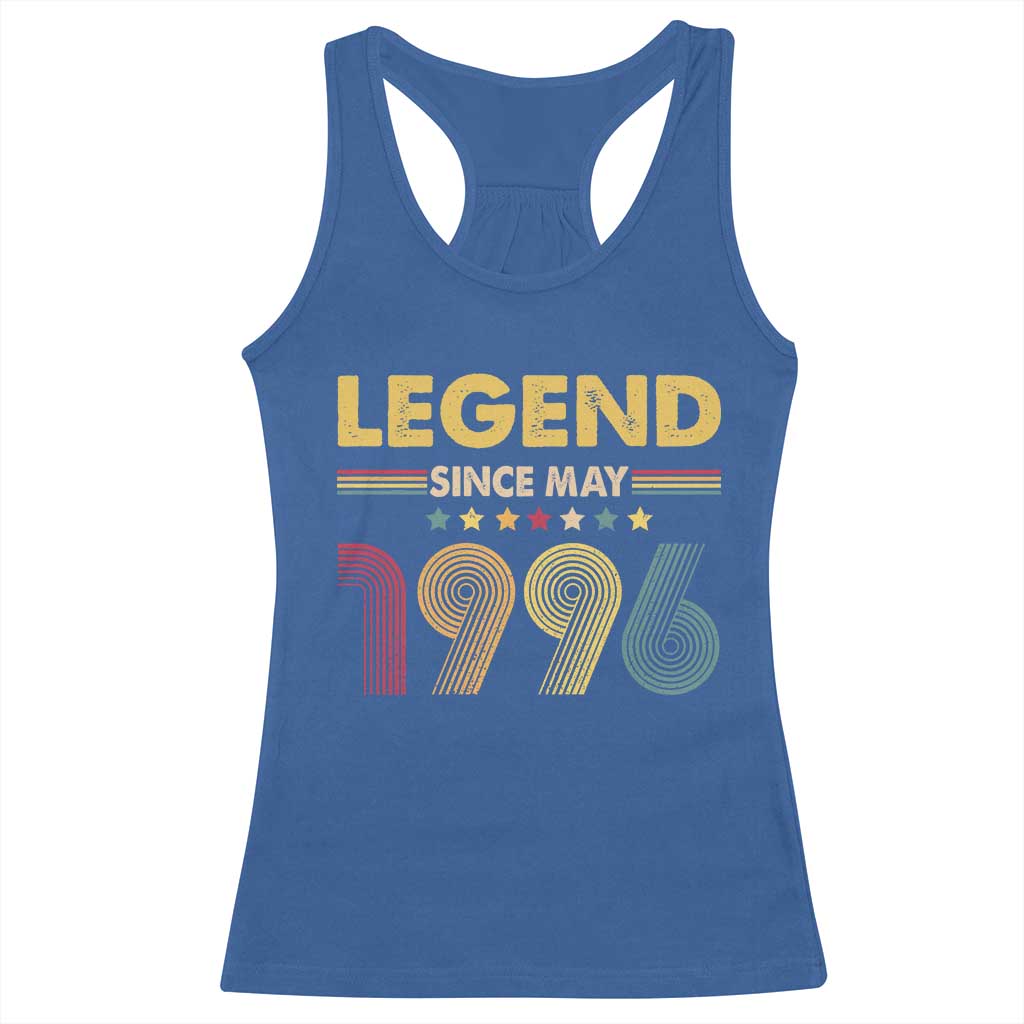 May 30th Birthday Racerback Tank Top Legends Since May 1996 Retro Bday TS11 Royal Blue Print Your Wear