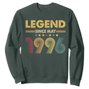 May 30th Birthday Sweatshirt Legends Since May 1996 Retro Bday TS11 Dark Forest Green Print Your Wear