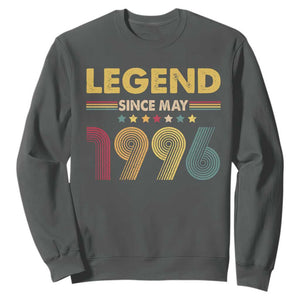 May 30th Birthday Sweatshirt Legends Since May 1996 Retro Bday TS11 Dark Heather Print Your Wear