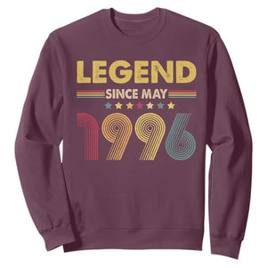 May 30th Birthday Sweatshirt Legends Since May 1996 Retro Bday TS11 Maroon Print Your Wear