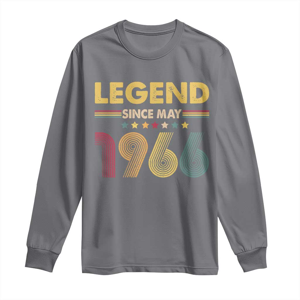 May 60th Birthday Long Sleeve Shirt Legends Since May 1966 Retro Bday TS11 Charcoal Print Your Wear