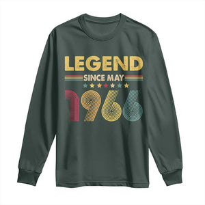 May 60th Birthday Long Sleeve Shirt Legends Since May 1966 Retro Bday TS11 Dark Forest Green Print Your Wear
