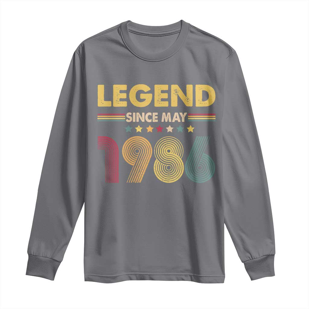 May 40th Birthday Long Sleeve Shirt Legends Since May 1986 Retro Bday TS11 Charcoal Print Your Wear
