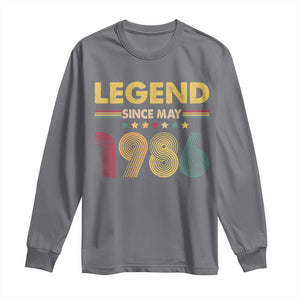 May 40th Birthday Long Sleeve Shirt Legends Since May 1986 Retro Bday TS11 Charcoal Print Your Wear