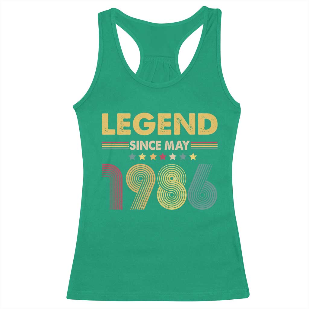 May 40th Birthday Racerback Tank Top Legends Since May 1986 Retro Bday TS11 Irish Green Print Your Wear