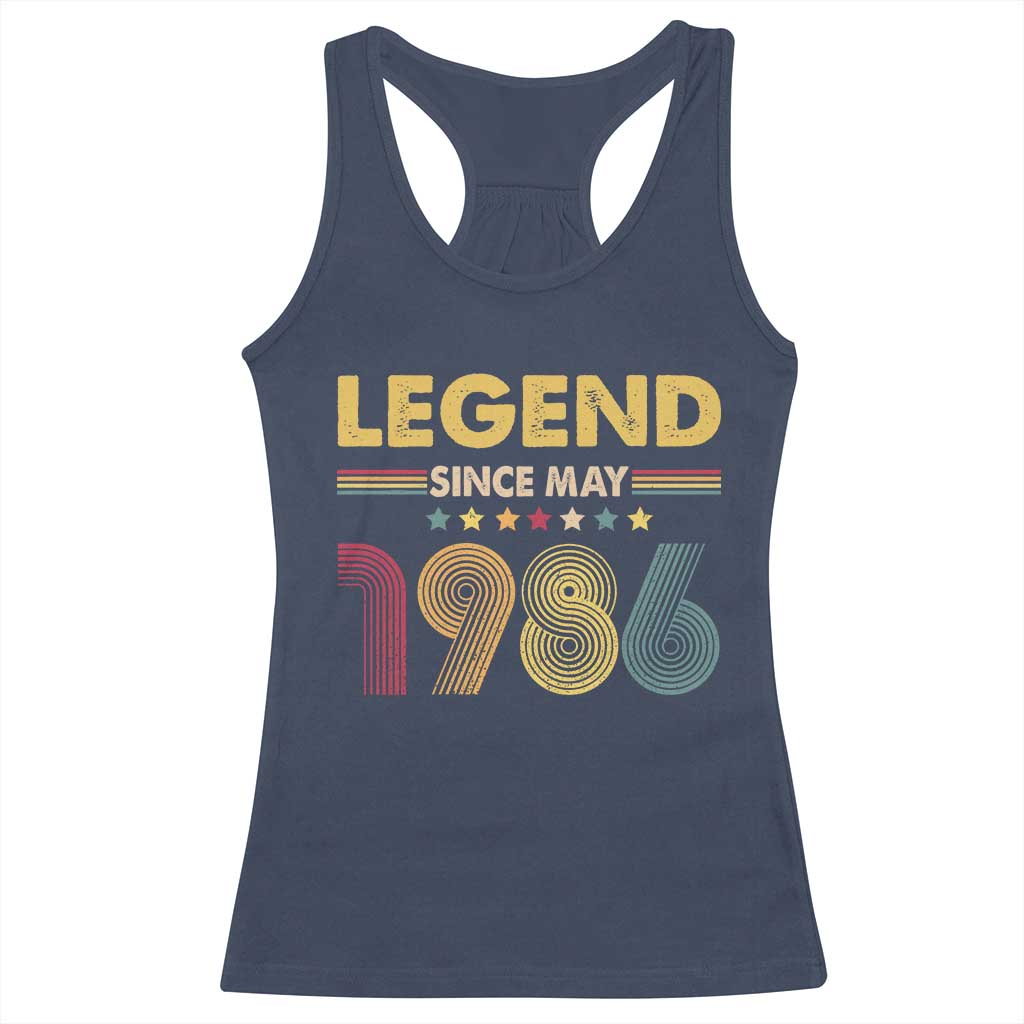 May 40th Birthday Racerback Tank Top Legends Since May 1986 Retro Bday TS11 Navy Print Your Wear