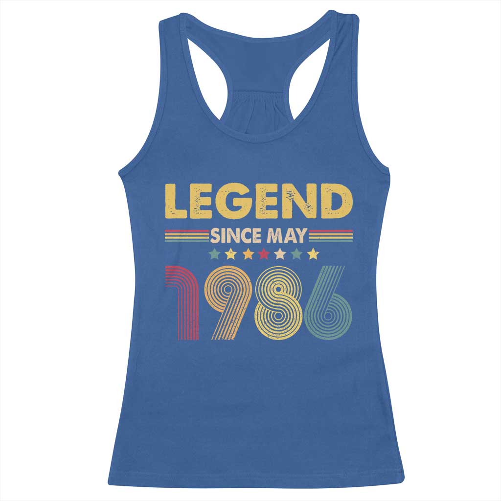 May 40th Birthday Racerback Tank Top Legends Since May 1986 Retro Bday TS11 Royal Blue Print Your Wear