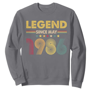 May 40th Birthday Sweatshirt Legends Since May 1986 Retro Bday TS11 Charcoal Print Your Wear