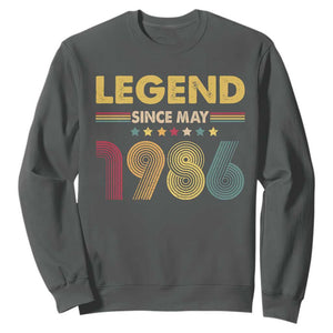 May 40th Birthday Sweatshirt Legends Since May 1986 Retro Bday TS11 Dark Heather Print Your Wear