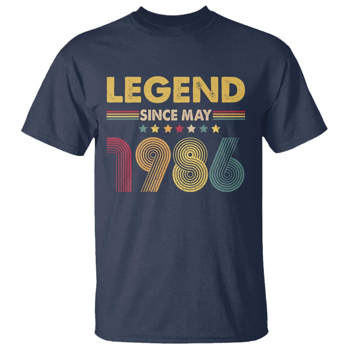 May 40th Birthday T Shirt Legends Since May 1986 Retro Bday TS11 Navy Print Your Wear