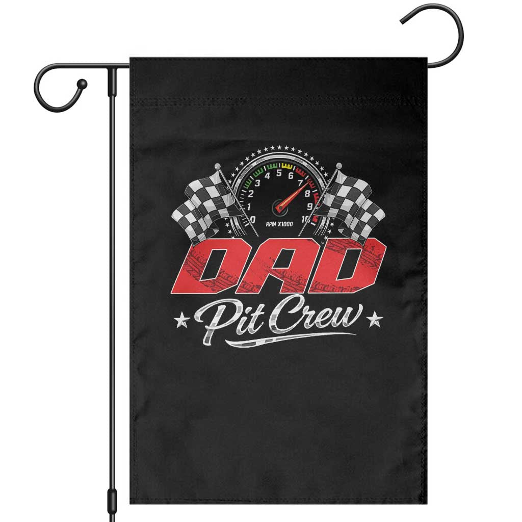 Dad Pit Crew Garden Flag Racing Family Matching Father's Day TS11 Black Print Your Wear