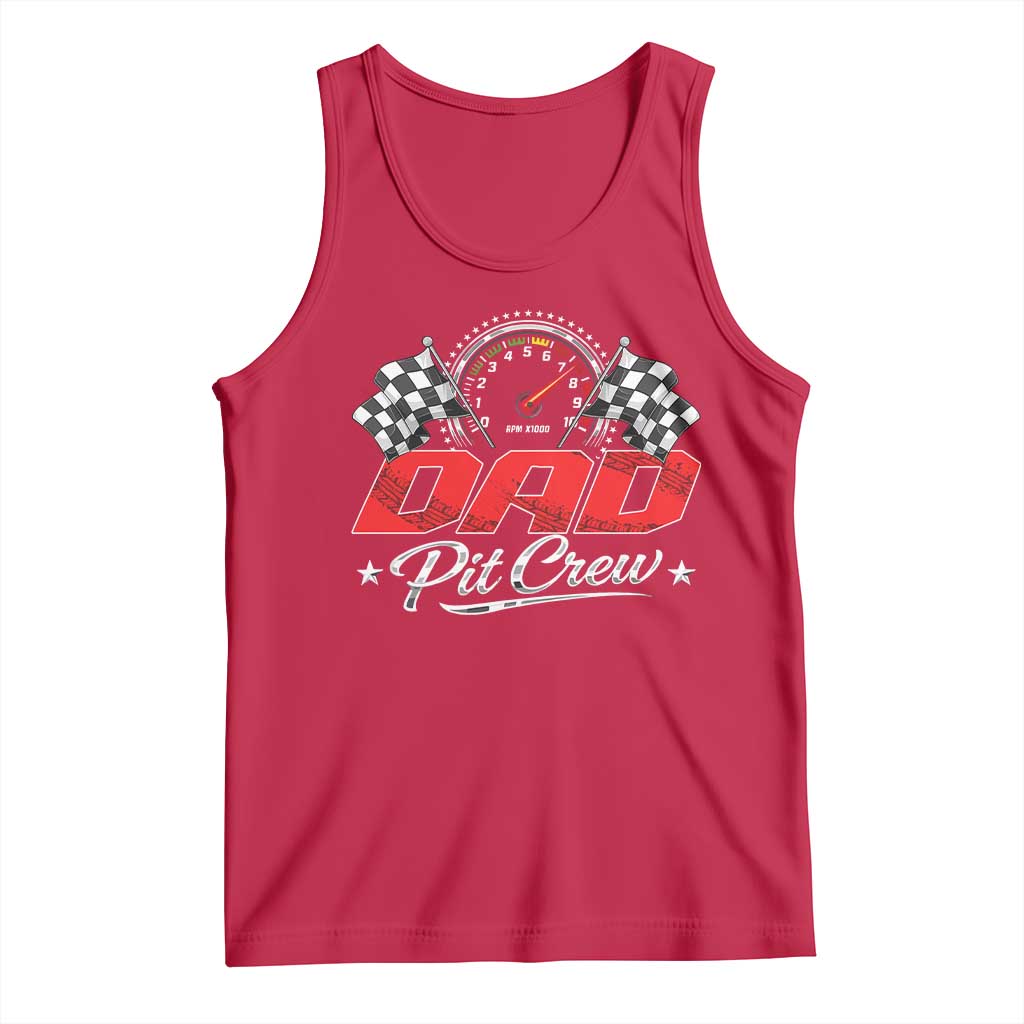 Dad Pit Crew Tank Top Racing Family Matching Father's Day TS11 Red Print Your Wear