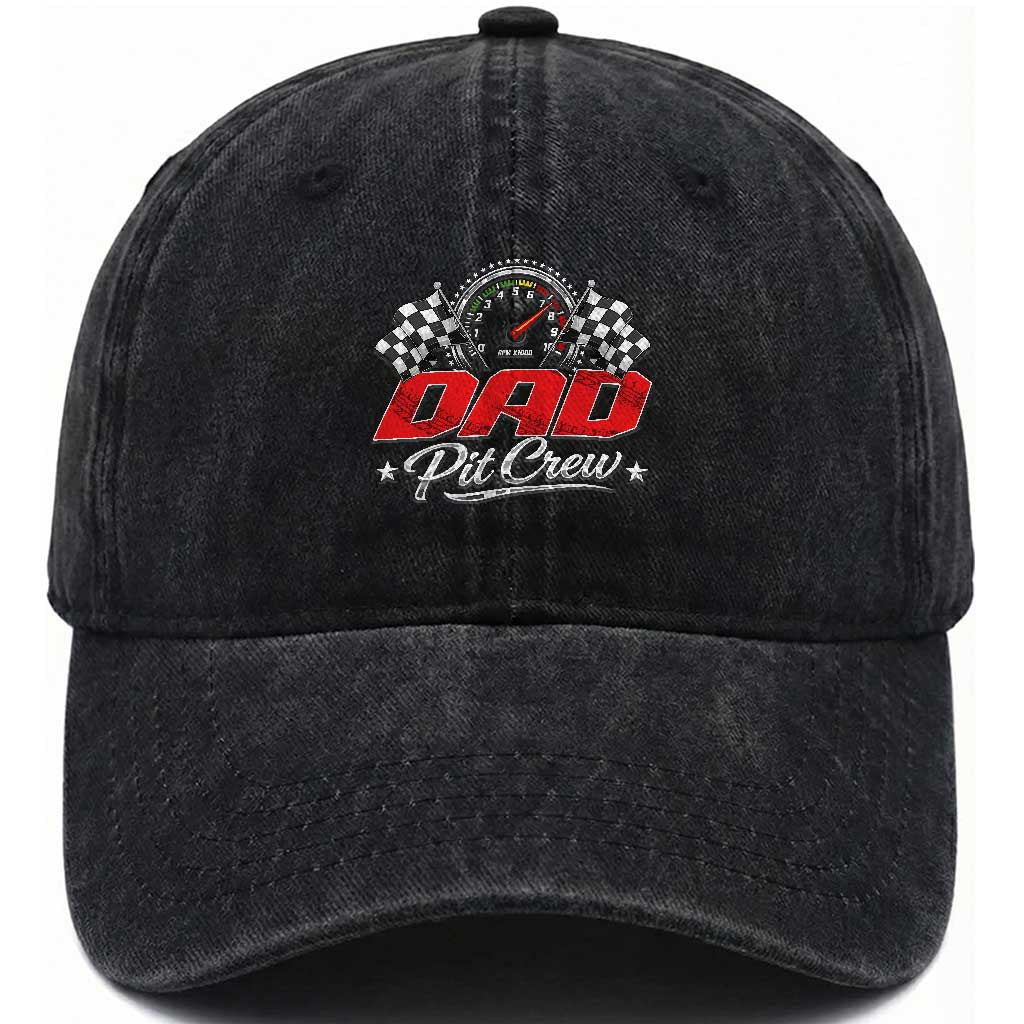 Dad Pit Crew Washed Cotton Baseball Cap Racing Family Matching Father's Day TS11 Print Your Wear