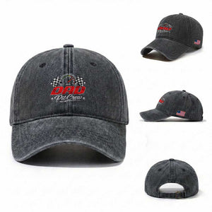 Dad Pit Crew Washed Cotton Baseball Cap Racing Family Matching Father's Day TS11 Washed Cap Universal Fit Dark Gray Print Your Wear
