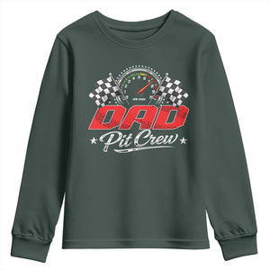 Dad Pit Crew Youth Sweatshirt Racing Family Matching Father's Day TS11 Dark Forest Green Print Your Wear