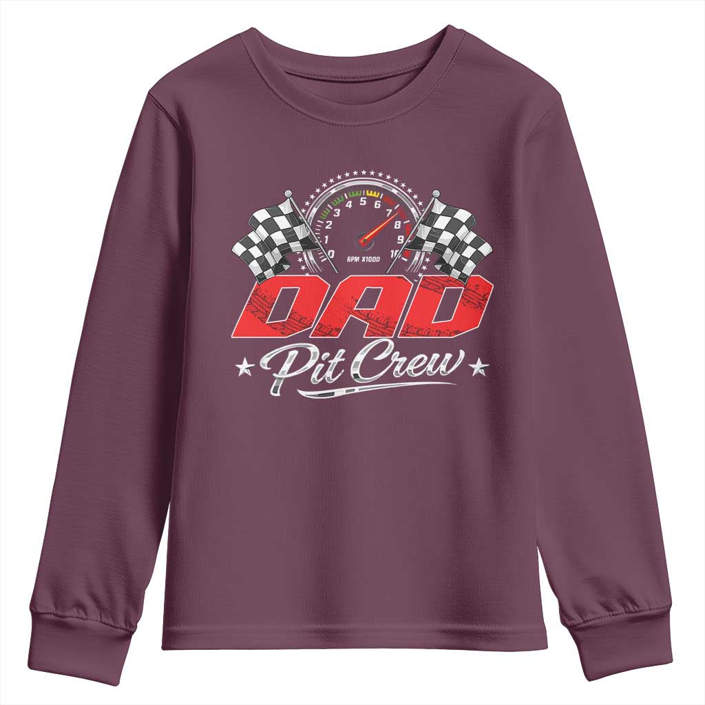 Dad Pit Crew Youth Sweatshirt Racing Family Matching Father's Day TS11 Maroon Print Your Wear