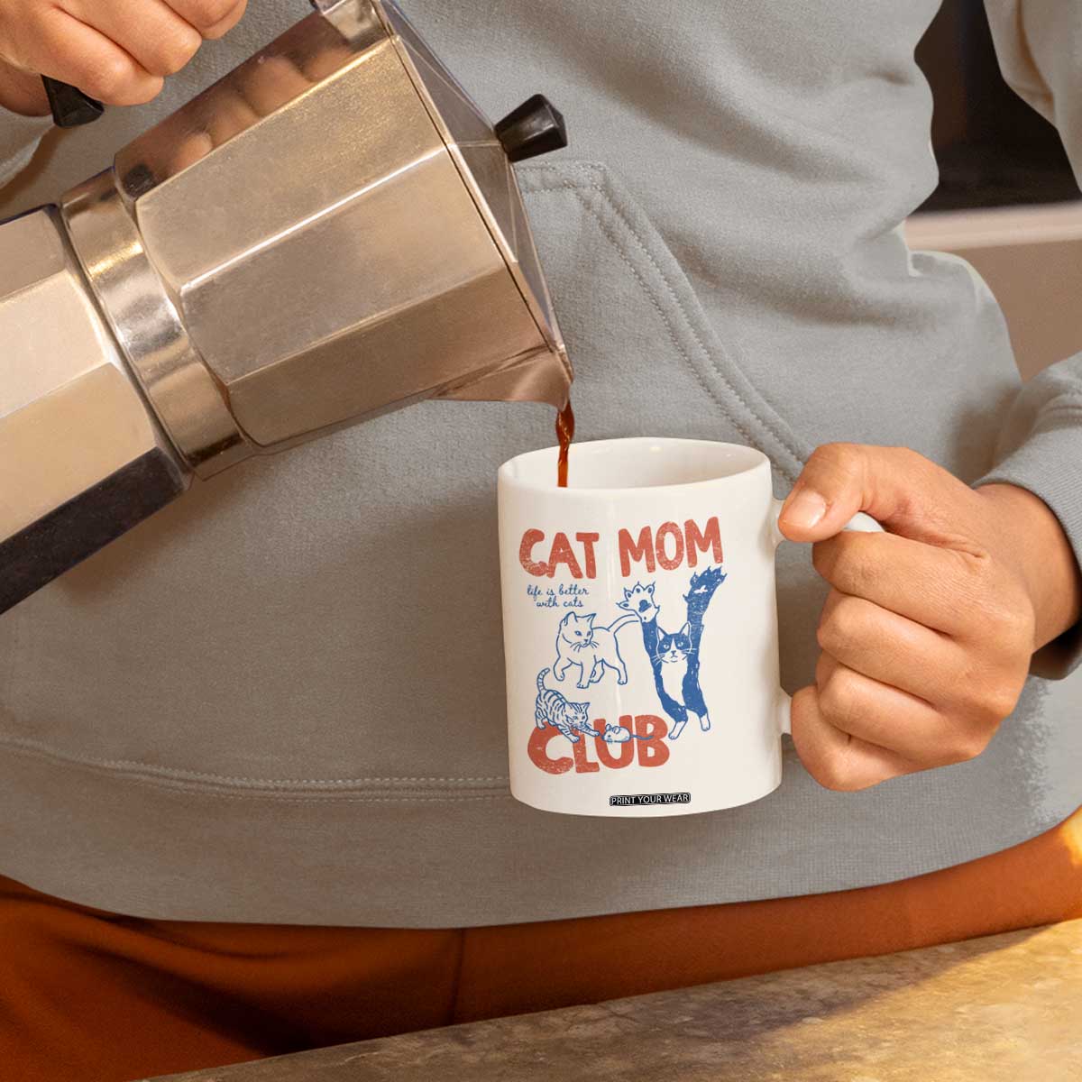 Cat Mom Club Coffee Mug Life is Better with Cats Mothers Day TS11 Print Your Wear
