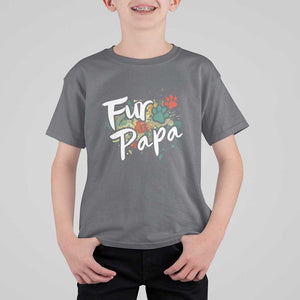 Fur Papa T Shirt For Kid Pet Lover Dog Dad Father's Day TS11 Charcoal Print Your Wear