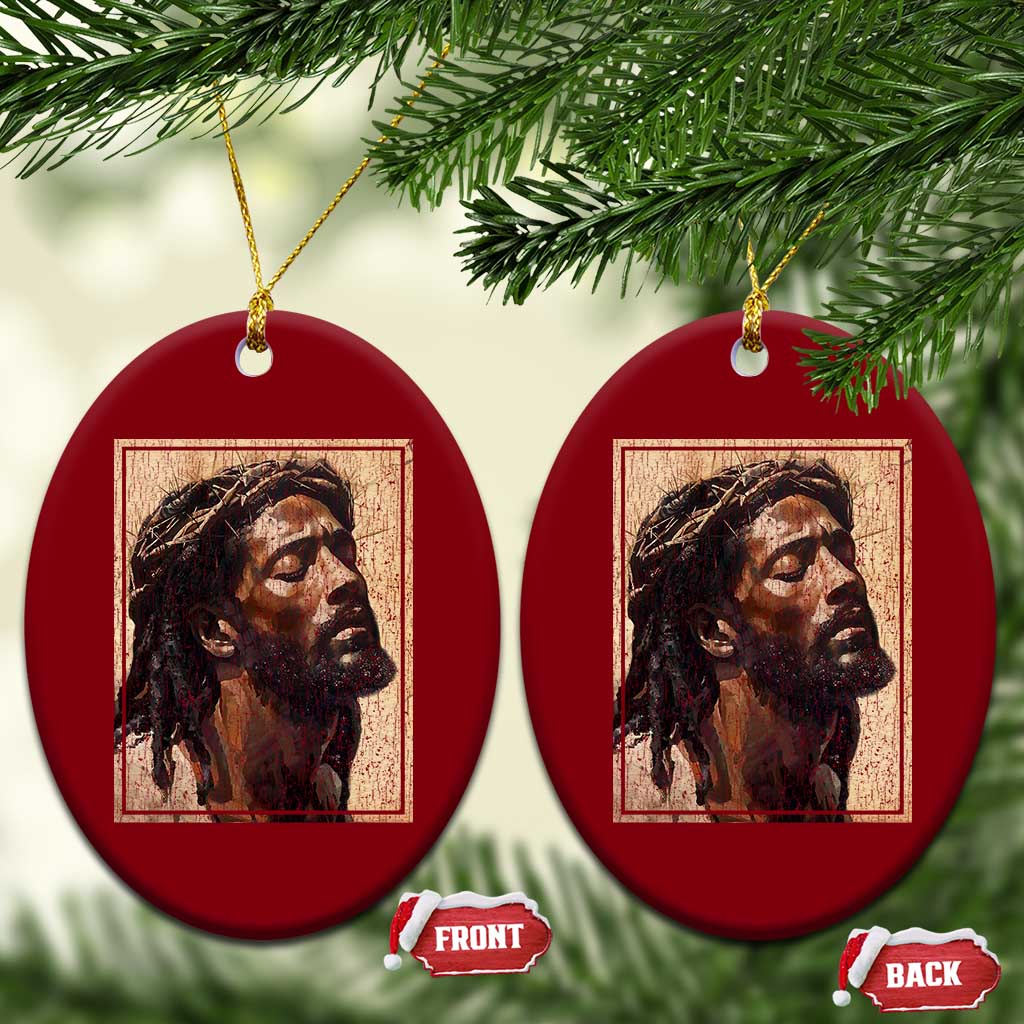 Religious Black Jesus With Crown Of Thorns Ceramic Ornament TS11 Print Your Wear