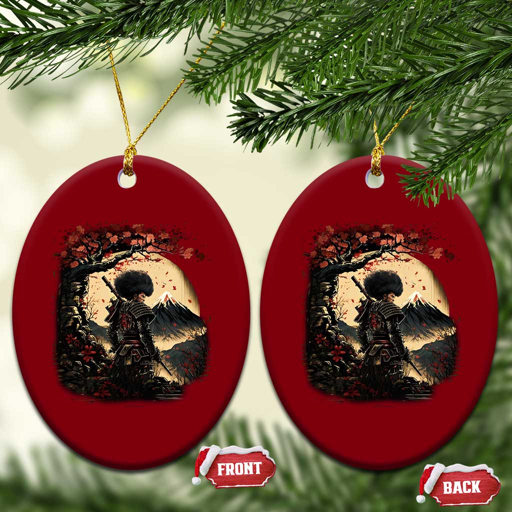 Funny African American Samurai Ceramic Ornament Japanese Art Black Warrior Sakura TS11 Print Your Wear
