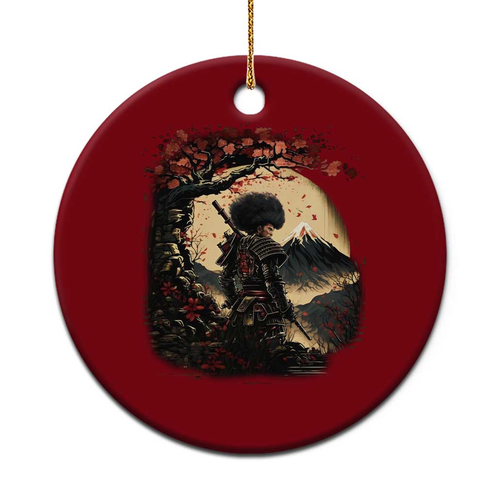 Funny African American Samurai Ceramic Ornament Japanese Art Black Warrior Sakura TS11 1pc Red Print Your Wear